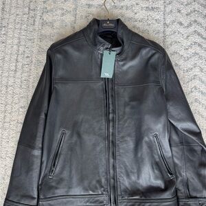 Rodd & Gunn Black Leather Racer Jacket - New with tags!